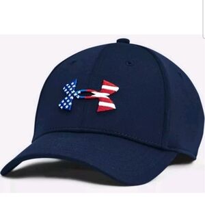 Under Armour Mens UA Freedom Blitzing Hat Navy Stars And Stripes Logo Size S/M